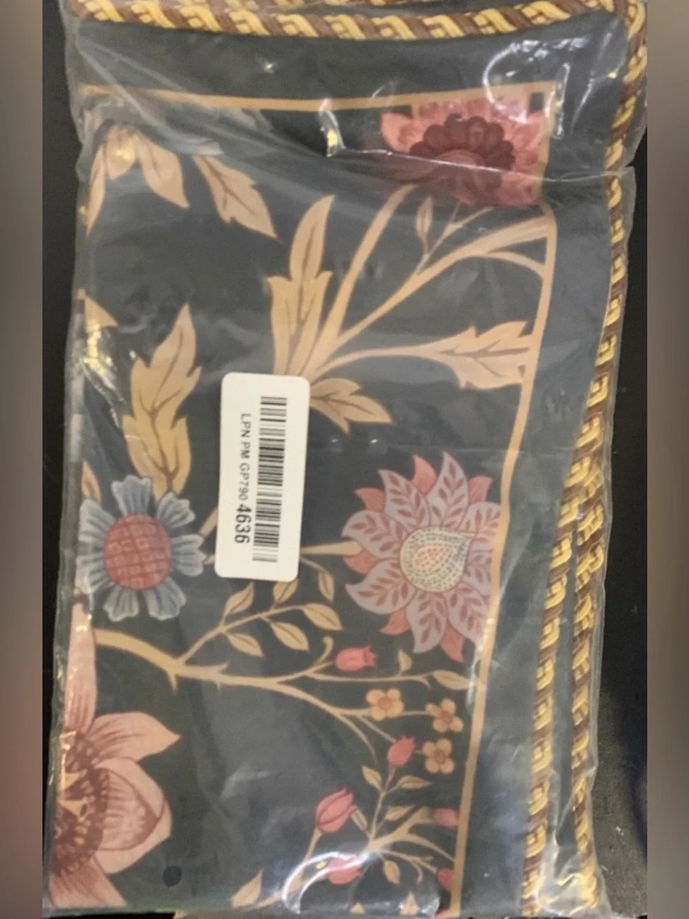 Decorative Lumbar Accent Pillow Cover Rectangular 12x20” BLACK VELVET FLORAL